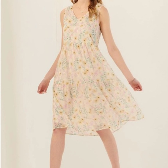 Charlie Paige Shimmer Boho Tank Dress-Wild Flowers-Size Large - Picture 4 of 16